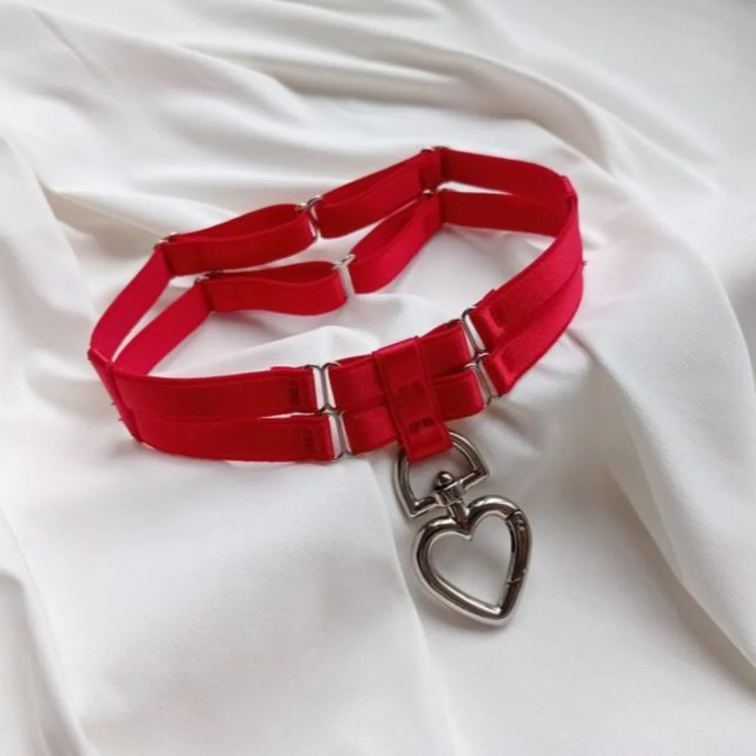 UYEE Women Colorful Tie Neck Ring Large Circle Heart Geometric Shape Accessory Belt Sweet Cool Style Iron Material for All Ages