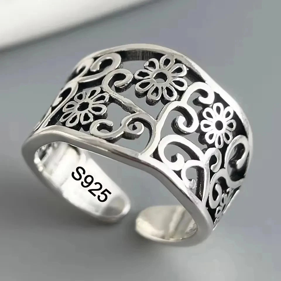 Sam Panda 925 Sterling Silver Rings For Women Men Fine Jewelry Finger Adjustable Open Wing Shape Ring For Party Birthday Gift