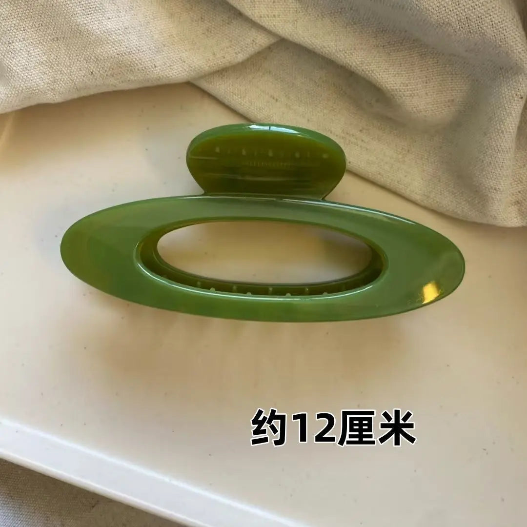 2Pcs French Style Hollow Jelly green Geometric Ellipse Arc Hair Clip Claw Retro Large Shark Clip Hair Accessories For Woman Girl