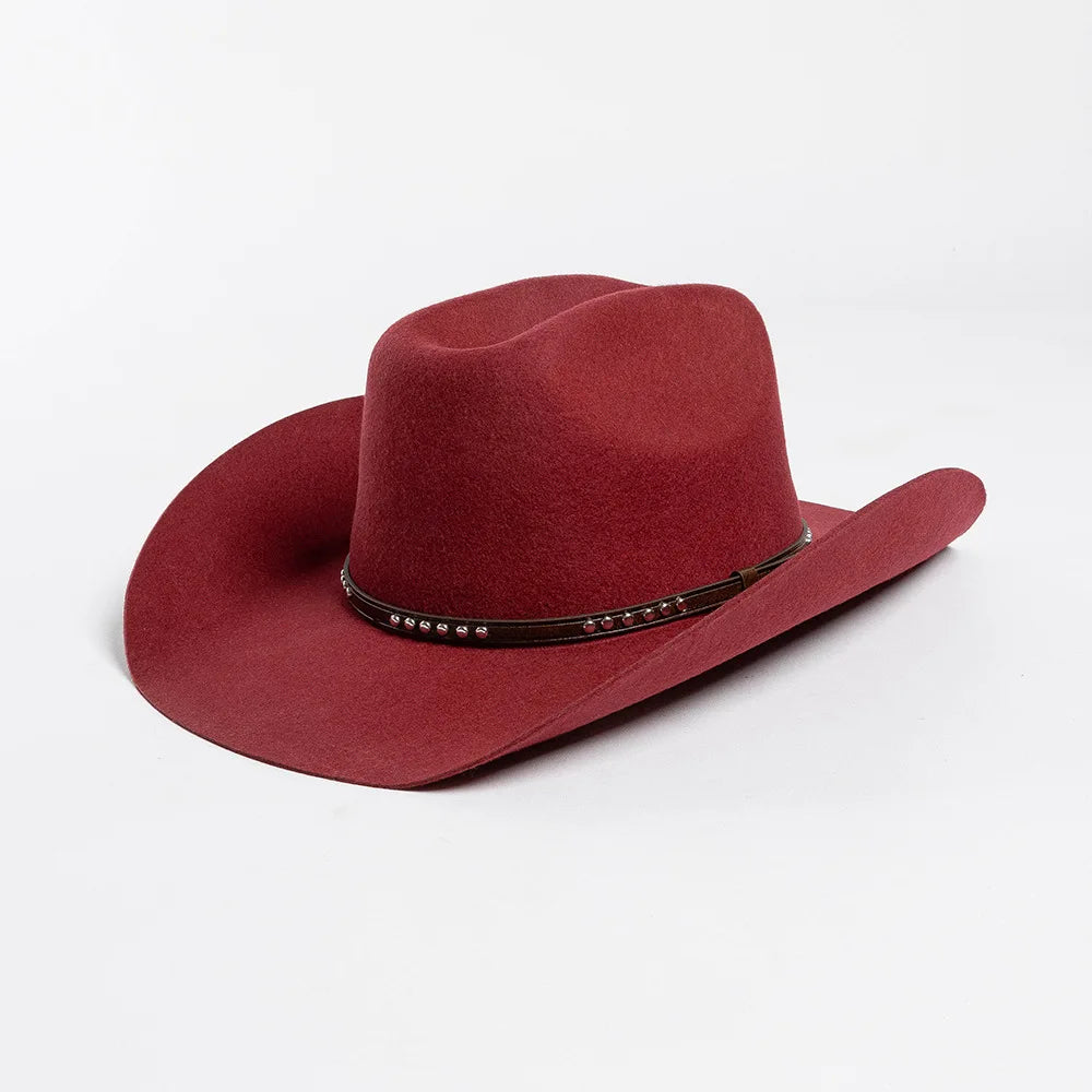 USPOP Autumn Winter Western Cowboy Hat Unisex Casual Studded Wool Felt Hat with Belt  Large Size Fedora Available in Sizes S-XL