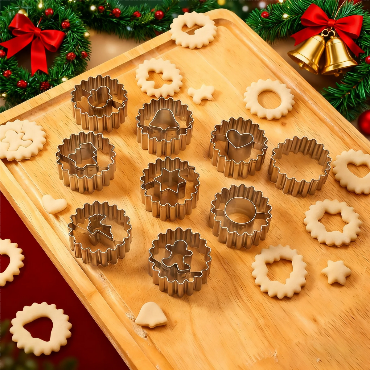 9PCS Jam Cookie Cutter Set Food Grade Moon Star Heart Flower Easy Clean Molds for Fondant Biscuit Pastry Home Baking