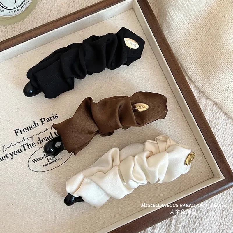 Korean Elegant Solid Fold Satin Banana Hair Clip For Women Girls Sweet Hair Ornament Hairpin Barrette Fashion Hair Accessories