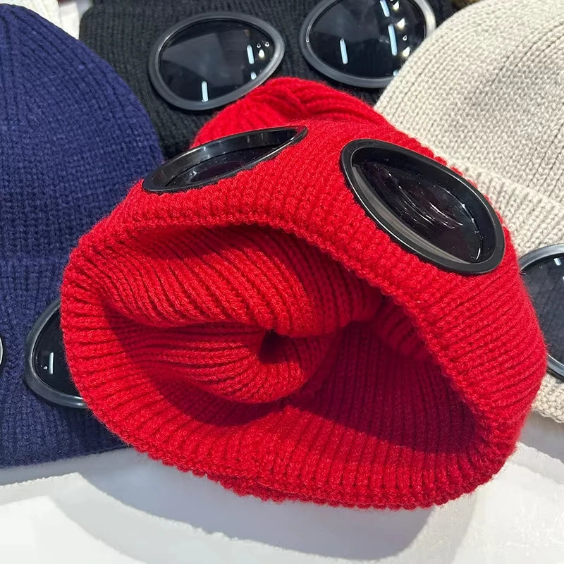 1PC Winter Warm Knitted Beanie Hat for Women Men Winter Windproof Skull Caps with Glasses Outdoor Ear Protection Cold Cap Garros