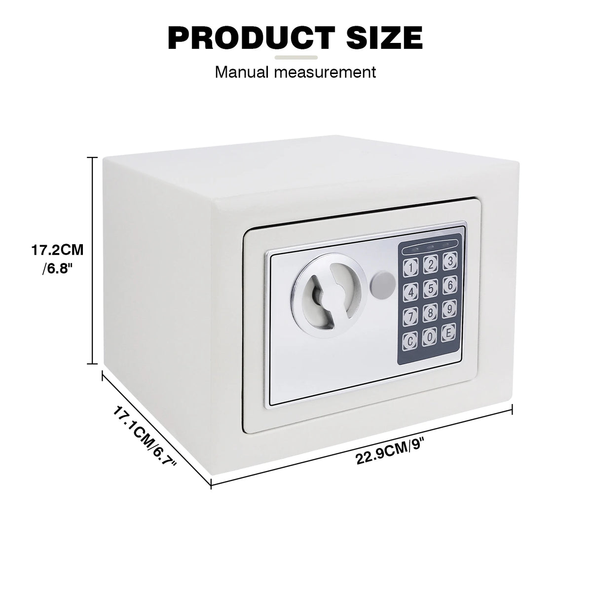 Safe Box Digital Security Steel Case with Electronic Password & Key for Home,Office (4.6/8.5/16L,Black/Grey/White)