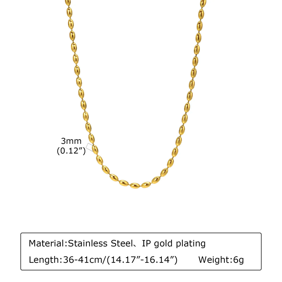 Women's Fashion Rugby Beads Chain Chokers Necklaces, Gold Color Stainless Steel Collar Necklace Gifts Jewelry To Girls Lover