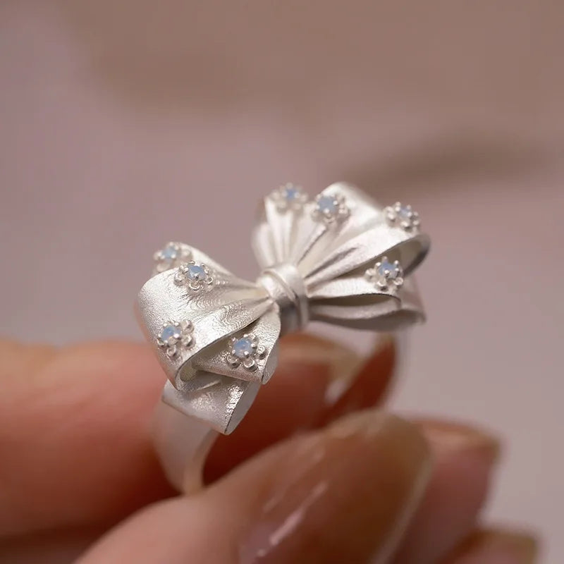 Sam Panda 925 Sterling Silver Rings For Women Men Fine Jewelry Finger Adjustable Open Wing Shape Ring For Party Birthday Gift