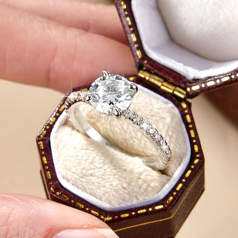 IOGOU Classic 8mm 2.0CT D Moissanite Ring 14k Gold Filled Engagement Wedding Rings for Women Finger Jewelry with GRA Certificate