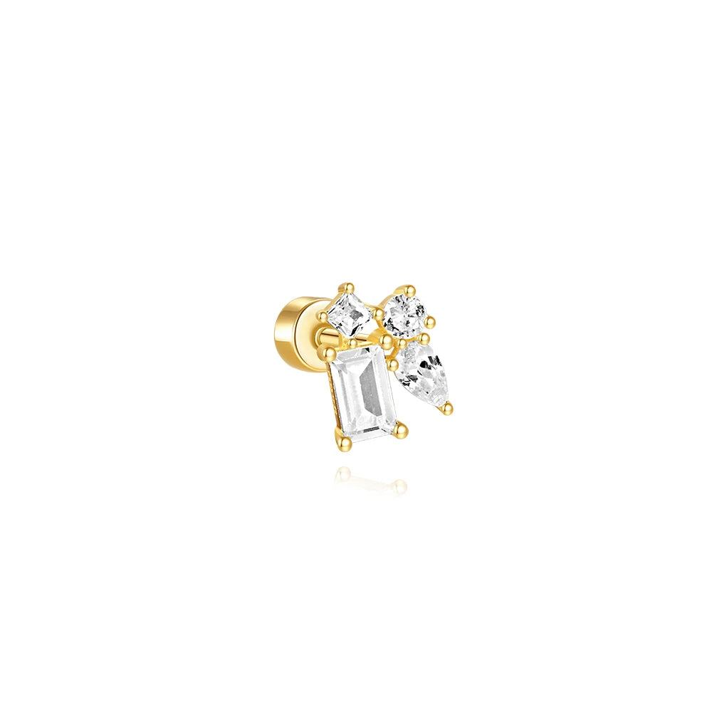 CANNER Pendientes Plata 925 Piercing Stud Earrings For Women Cubic Zirconia 925 Sterling Silver Cartilage Earring Jewerly 1pc