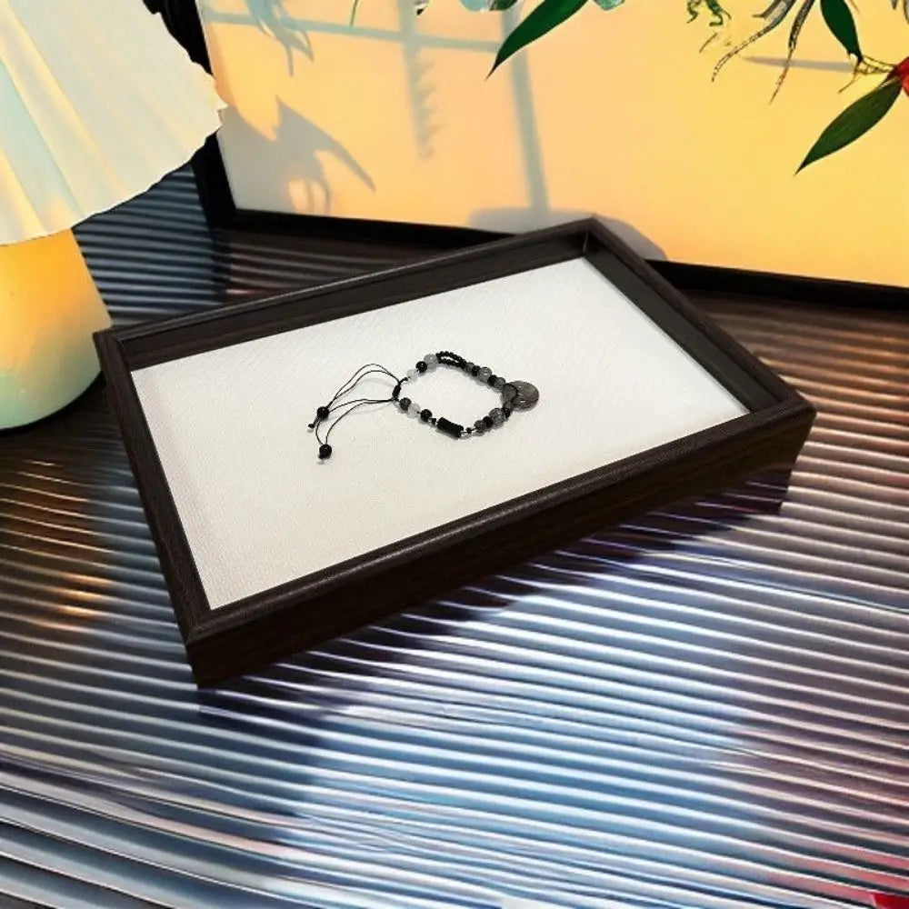 Light Luxury Wooden Rectangular Storage Tray Large Capacity Decorative Jewelry Display Trays Space Saving Cosmetic Holder Vanity