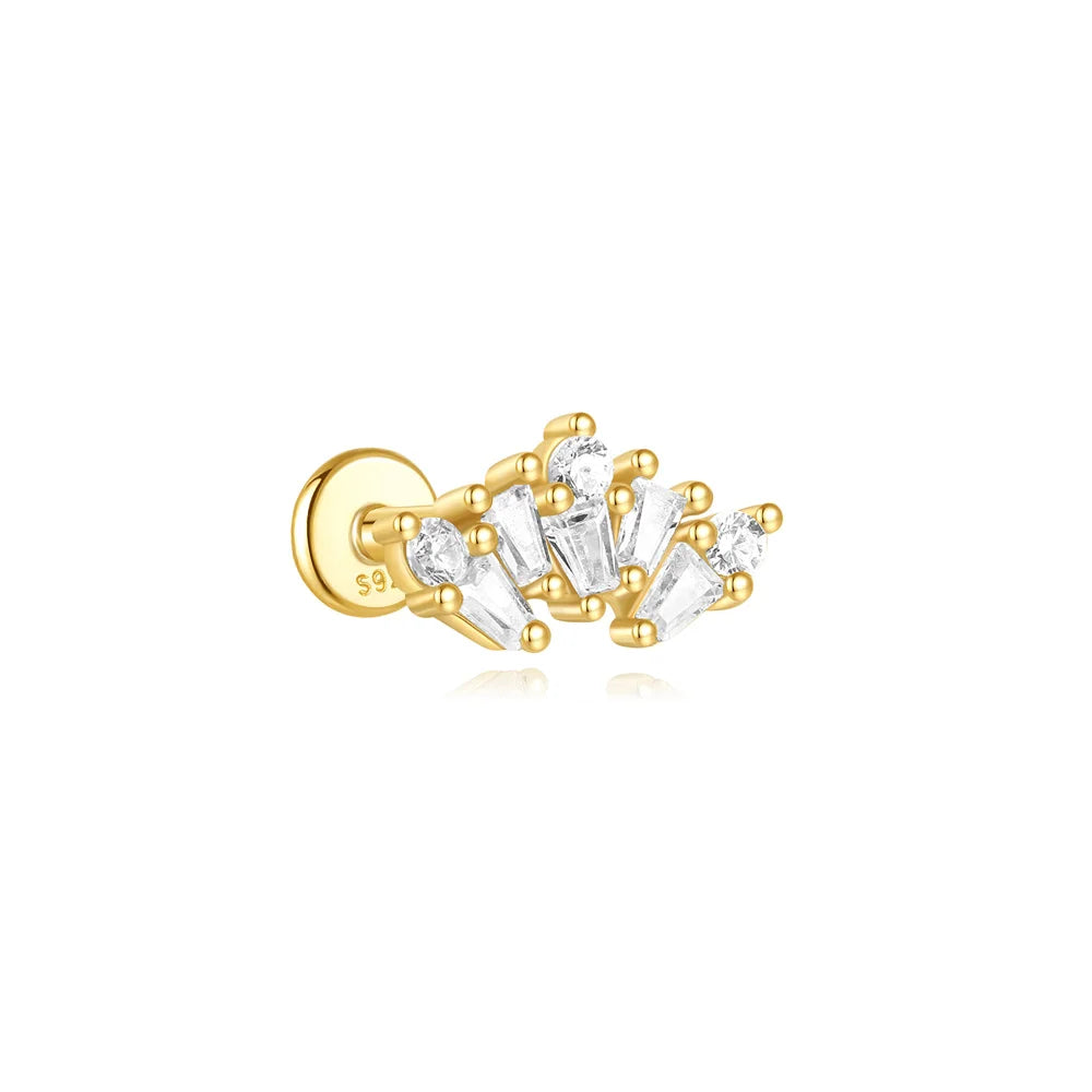 CANNER Pendientes Plata 925 Piercing Stud Earrings For Women Cubic Zirconia 925 Sterling Silver Cartilage Earring Jewerly 1pc