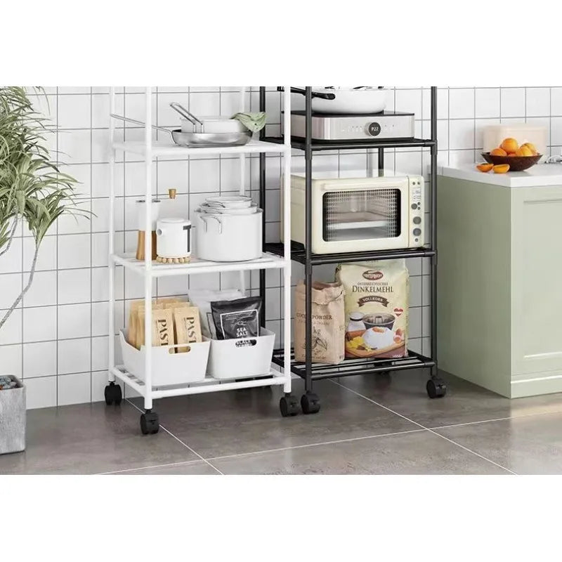 Kitchen storage cart for shelves - multi-level floor-standing household storage unit - bathroom shelf organizer