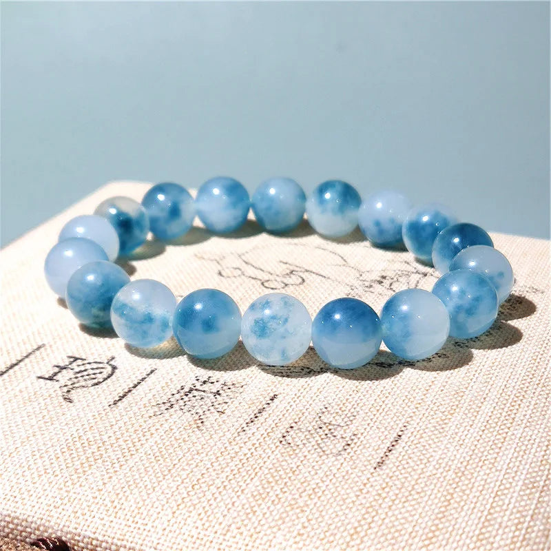 6/8/10/12mm Natural Blue Chalcedony Jasper Jade Bracelets Classic Men Women Buddha Bracelets Minimalist Yoga Meditation Jewelry
