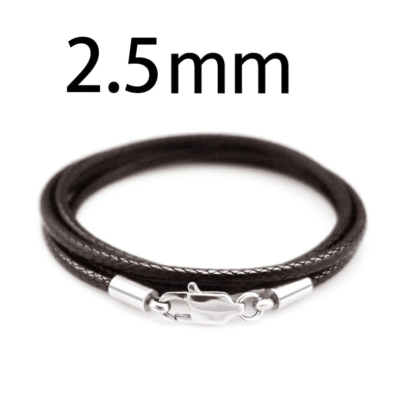 1-3mm Leather Cord Necklace 40-80cm Cord Wax Rope Lace Chain With Stainless Steel Lobster Clasp For DIY Pendant Necklace Jewelry