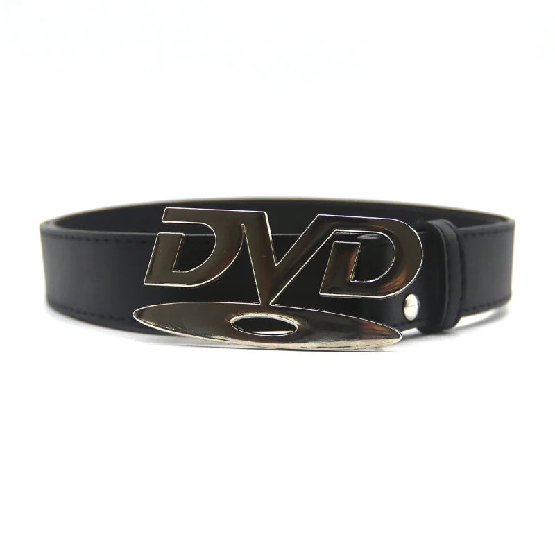 Unisex Nostalgic Design DVD Buckle Belt Men Women Decoration Paired with Jeans Waist Straps Belt Versatile Design Sense Belt