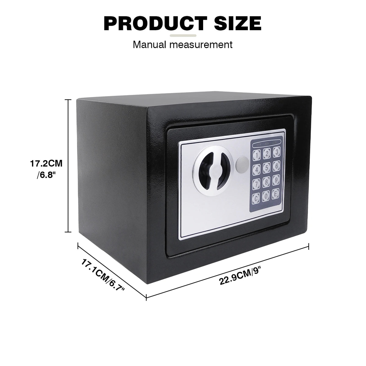 Safe Box Digital Security Steel Case with Electronic Password & Key for Home,Office (4.6/8.5/16L,Black/Grey/White)