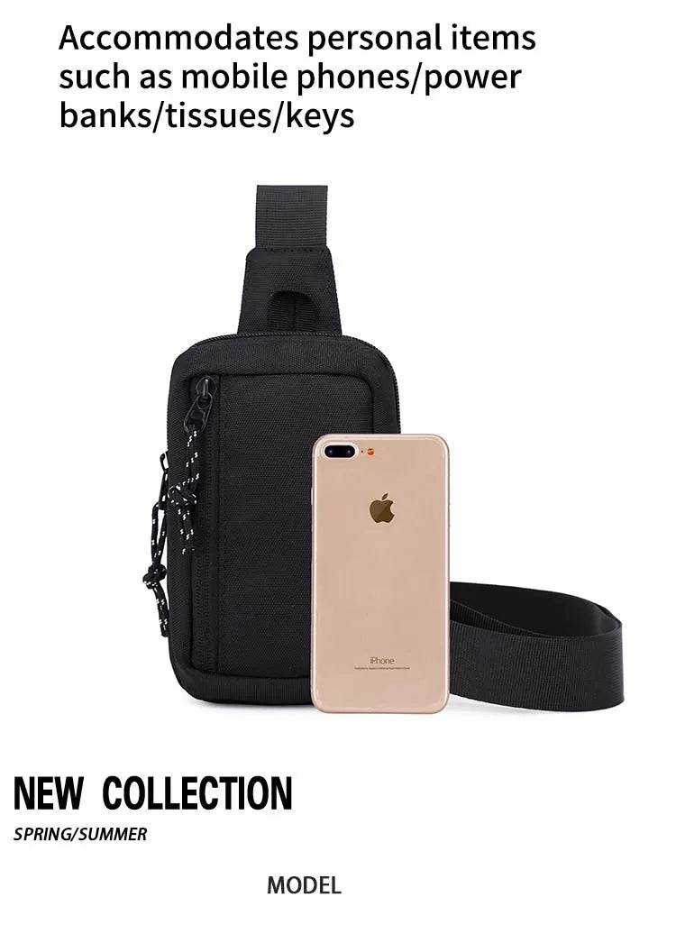Crossbody Bag Men's Trendy Brand Japanese Street Trend Sports Mini Chest Bag Ins Men's Diagonal Shoulder Bag Simple Cross Bag
