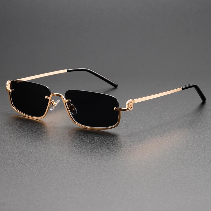 High-End Sunglasses with European & American Street Style Vibe - New Trendy Fashion Metal Semi-Rimless Sunglasses