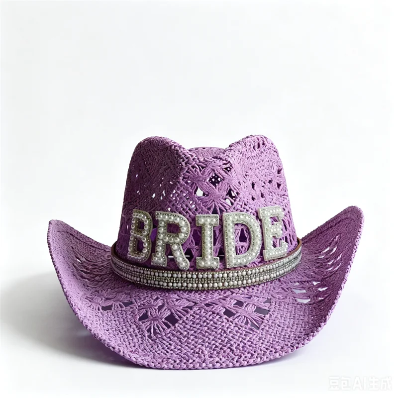 Bridal Malan Flower Style Cowboy Hat All Kinds of Hats for All Seasons Summer Beach Hat Elegant Cowboy Hat Pearl Accessories