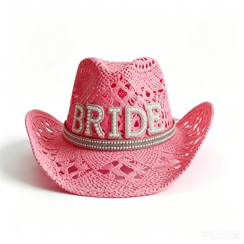 Bridal Malan Flower Style Cowboy Hat All Kinds of Hats for All Seasons Summer Beach Hat Elegant Cowboy Hat Pearl Accessories