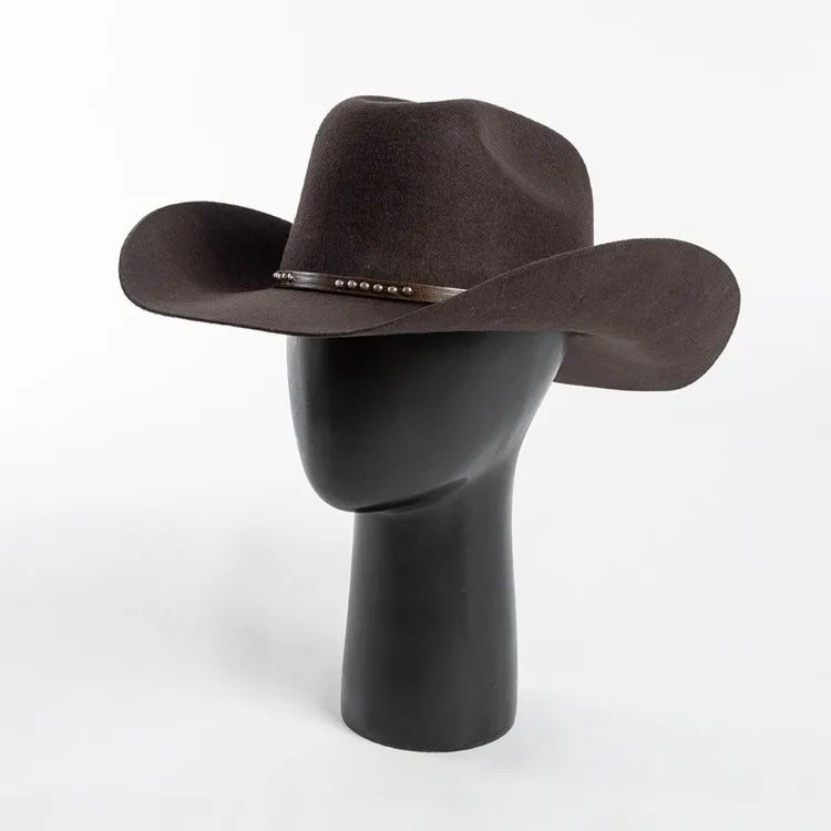 USPOP Autumn Winter Western Cowboy Hat Unisex Casual Studded Wool Felt Hat with Belt  Large Size Fedora Available in Sizes S-XL