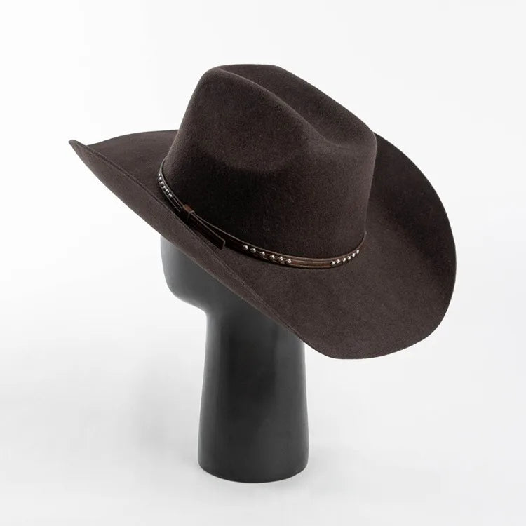 USPOP Autumn Winter Western Cowboy Hat Unisex Casual Studded Wool Felt Hat with Belt  Large Size Fedora Available in Sizes S-XL
