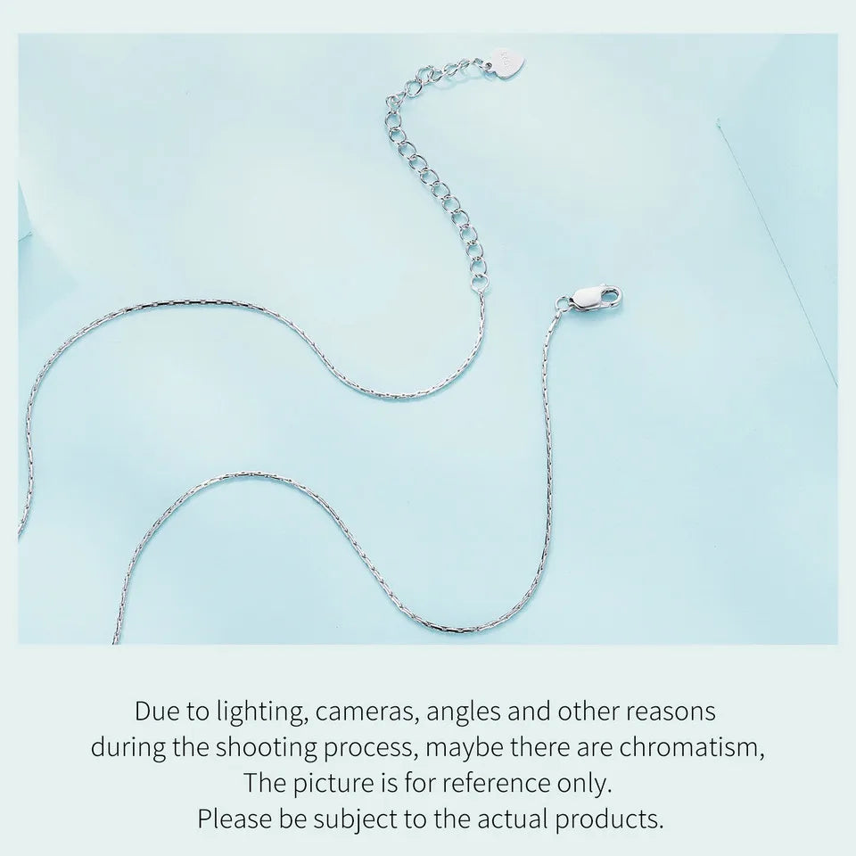 WOSTU Classic Basic Chains Solid 925 Sterling Silver O-Shaped Necklace Twisted Snake Bar Singapore Box Chain Square Links 45CM