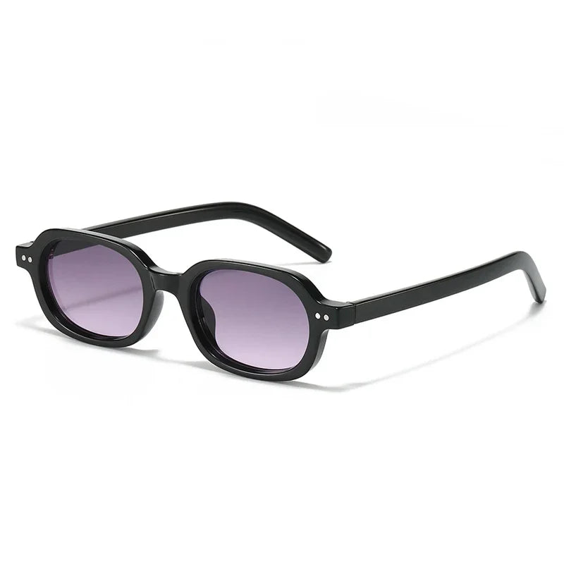 SO&EI Retro Small Oval Sunglasses Women Shades UV400 Fashion Rivets Men Jelly Color Gradient Punk Sun Glasses