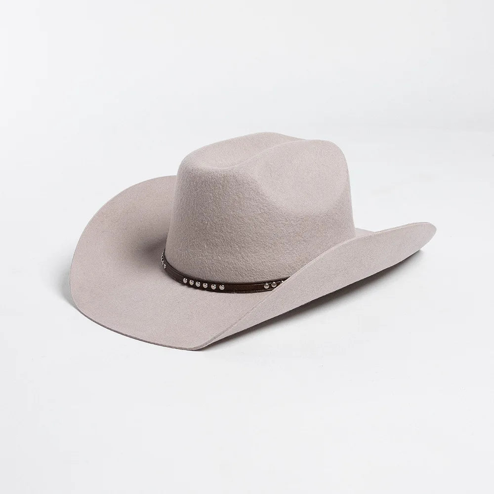 USPOP Autumn Winter Western Cowboy Hat Unisex Casual Studded Wool Felt Hat with Belt  Large Size Fedora Available in Sizes S-XL