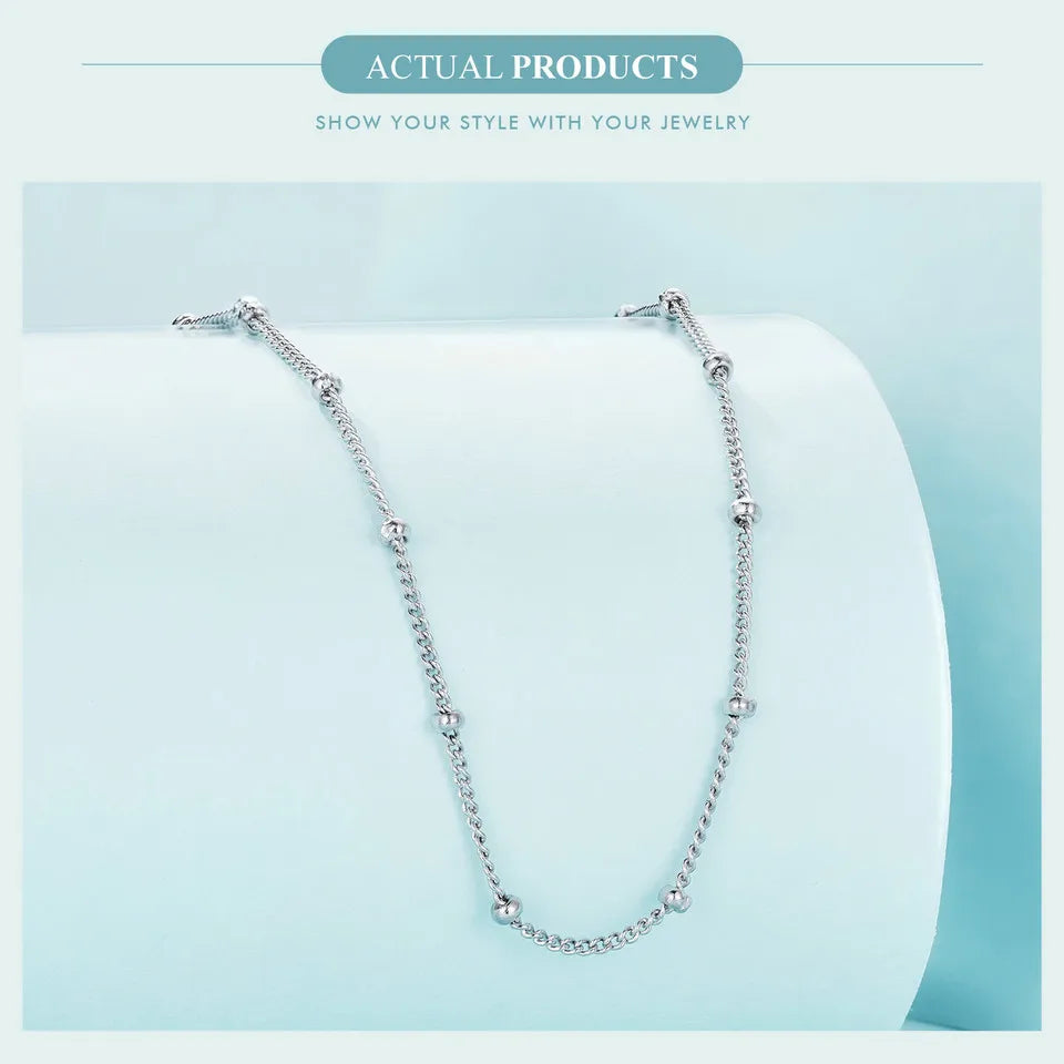 WOSTU Classic Basic Chains Solid 925 Sterling Silver O-Shaped Necklace Twisted Snake Bar Singapore Box Chain Square Links 45CM