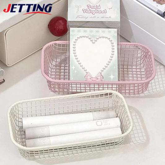 Desktop Storage Basket INS Metal Sundries Organizer Basket Photocard Case Office Stationery Home Supplies Make Up Sorting Holder