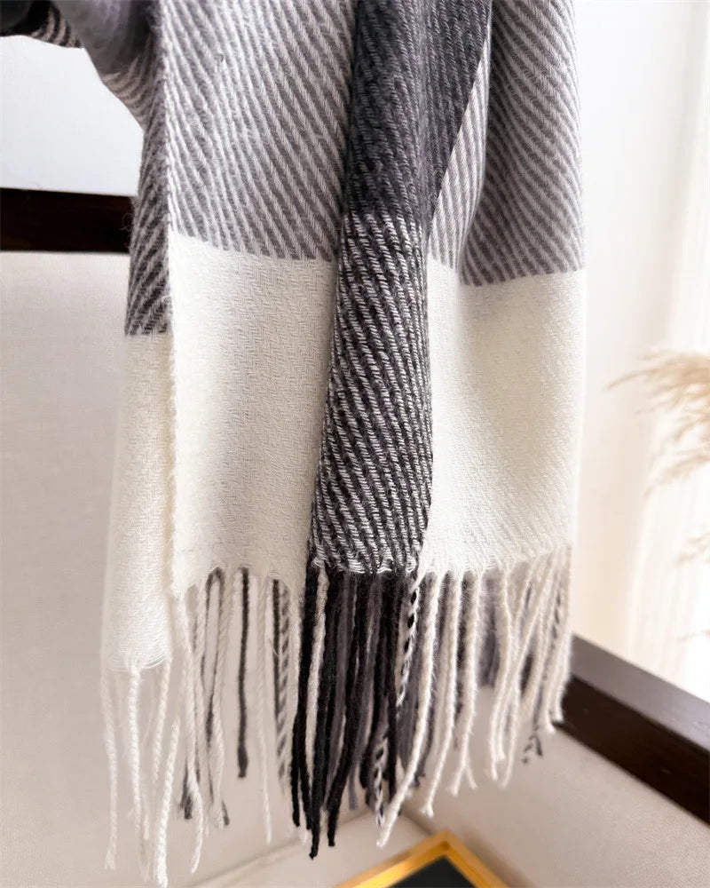 Luxury Brand Plaid Scarf Autumn Winter Women Warm Neckerchief Pashmina Lady Shawls and Wraps Casual Lattice Tassel Scarves