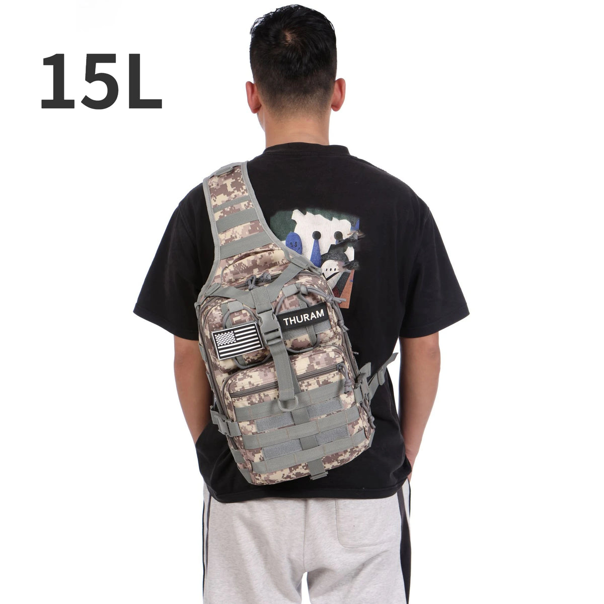 THURAM 8L/15L Outdoor Tactical Bag Backpack Sport Bag Pack Sling Shoulder Backpack Tactical Bag for Every Day Carry