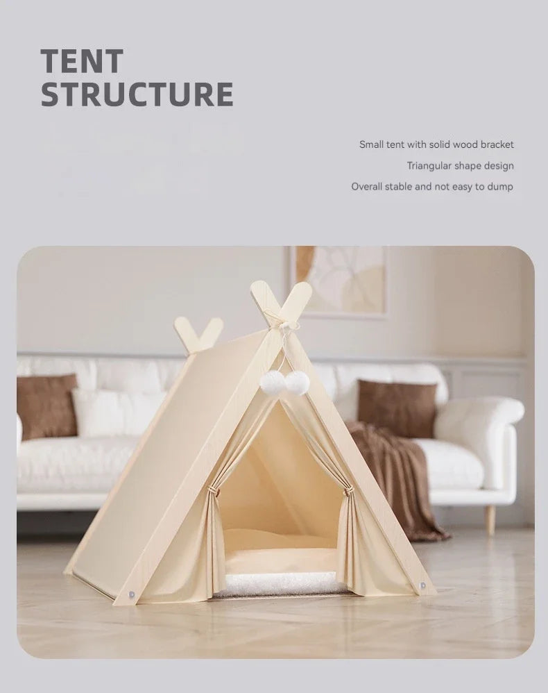Pet Tent House Foldable and Removable Portable Comfortable and Breathable Cat House Stable Dog House with Thick Pad Pet Supplies