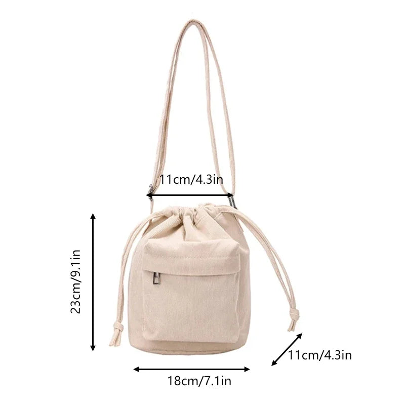 Shoulder Bag New Women Bag Middle Shoulder Bag Korean Style Drawstring Bucket Bag Casual Light Youth Crossbody Bag Whole Sale
