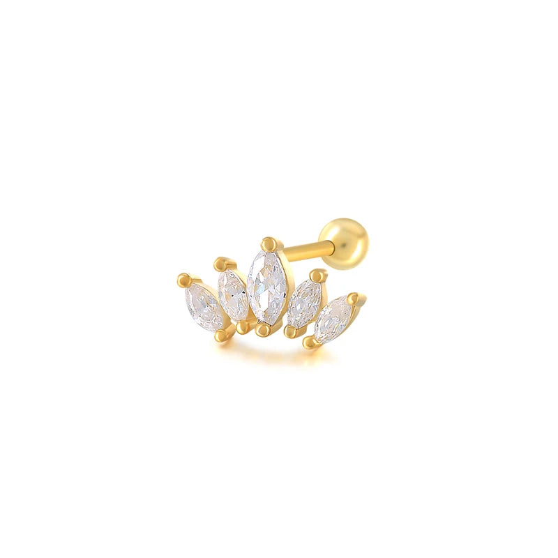 CANNER Pendientes Plata 925 Piercing Stud Earrings For Women Cubic Zirconia 925 Sterling Silver Cartilage Earring Jewerly 1pc