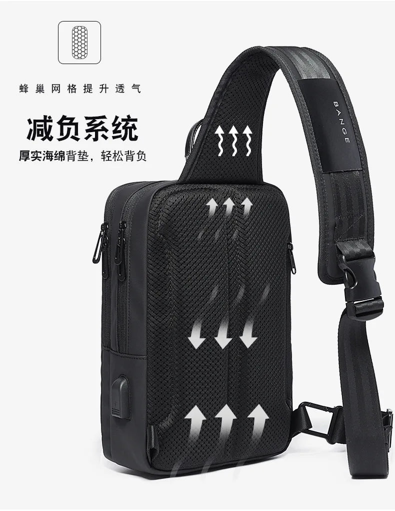 Fashion Men Travel Waterproof Leisure Business Chest Sports Packs Messenger Shoulder Sling Running Bag Men's Boys