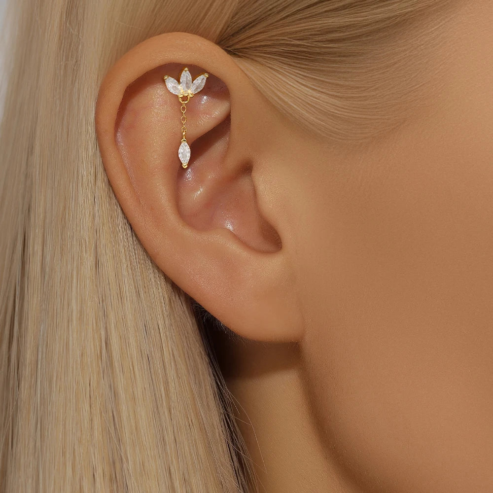 CANNER Pendientes Plata 925 Piercing Stud Earrings For Women Cubic Zirconia 925 Sterling Silver Cartilage Earring Jewerly 1pc