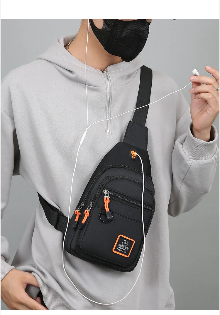 Men Chest Bag Large Capacity One Shoulder Crossbody Backpack Outdoor Sports Leisure Fashion Small Sling Bag For Men