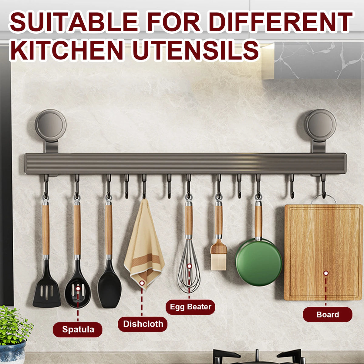 Multi-Purpose Suction Cup Hooks 6/8/10 Aluminum Bathroom Towel Rack Strong Load-Bearing White Grey Kitchen Storage Hook