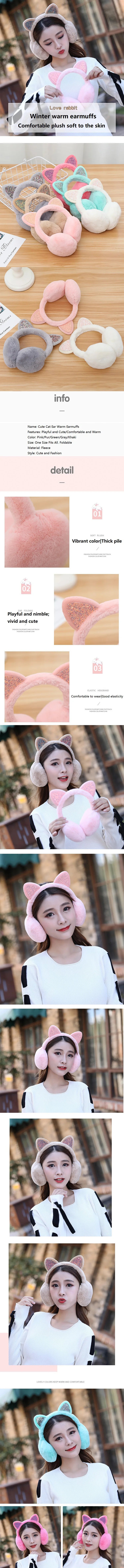 Playful Girls Ear Muffs Cold Protection Warm Hot Lovely Winter Warm Cat Ear Warmers Glitter Ears Plush Earmuffs for Women EZr02