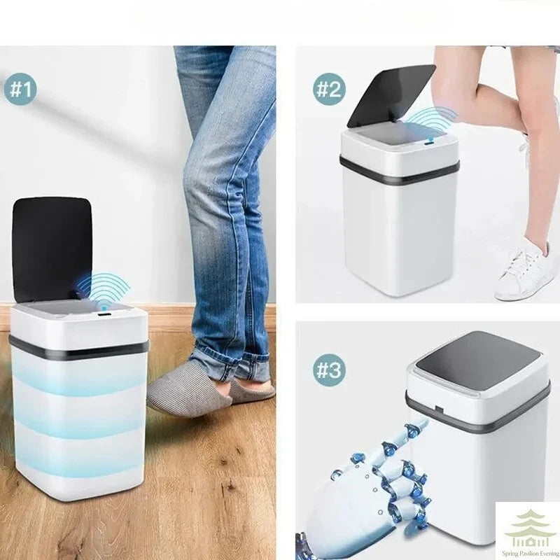 Kitchen Trash Bin 13L Bathroom Touch Trash Can In The Toilet Smart Garbage Bucket Waste Bins Dustbin Smart Trash Can Kitchen