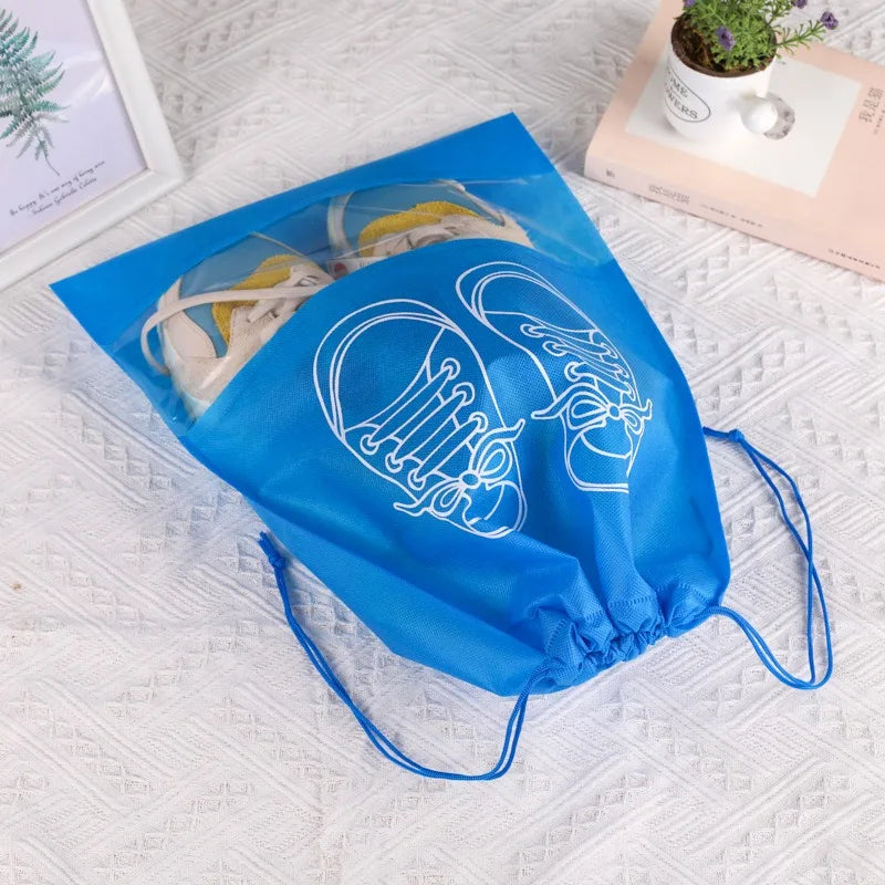 10/5pcs Shoes Storage Bags Closet Organizer Non-woven Travel Portable Bag Waterproof Pocket Clothing Classified Hanging Bag 2025