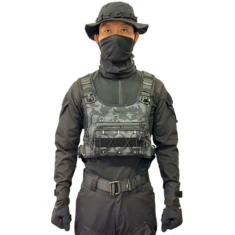 Outdoor tactical chest bag, multi-functional vest, multi-pocket sport cycling backpack, water bag, running vest Saco peito homem