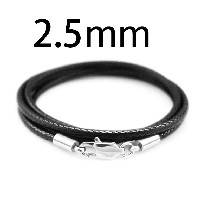 1-3mm Leather Cord Necklace 40-80cm Cord Wax Rope Lace Chain With Stainless Steel Lobster Clasp For DIY Pendant Necklace Jewelry