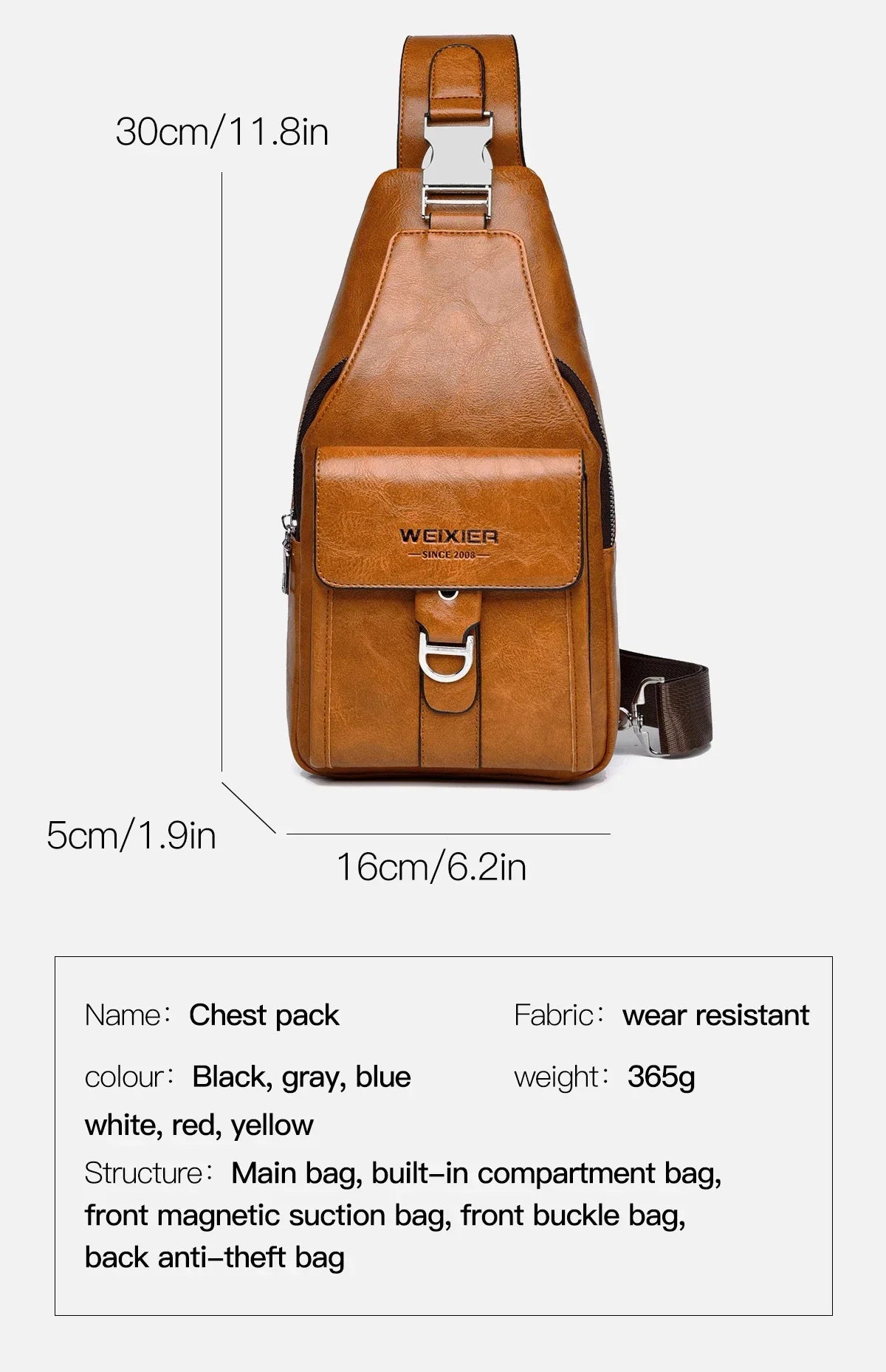 2026 New Men's Bag High Quality PU Leather Men's Chest Bag Simple Waterproof Single Shoulder Crossbody Bags Messenger Bag Gift