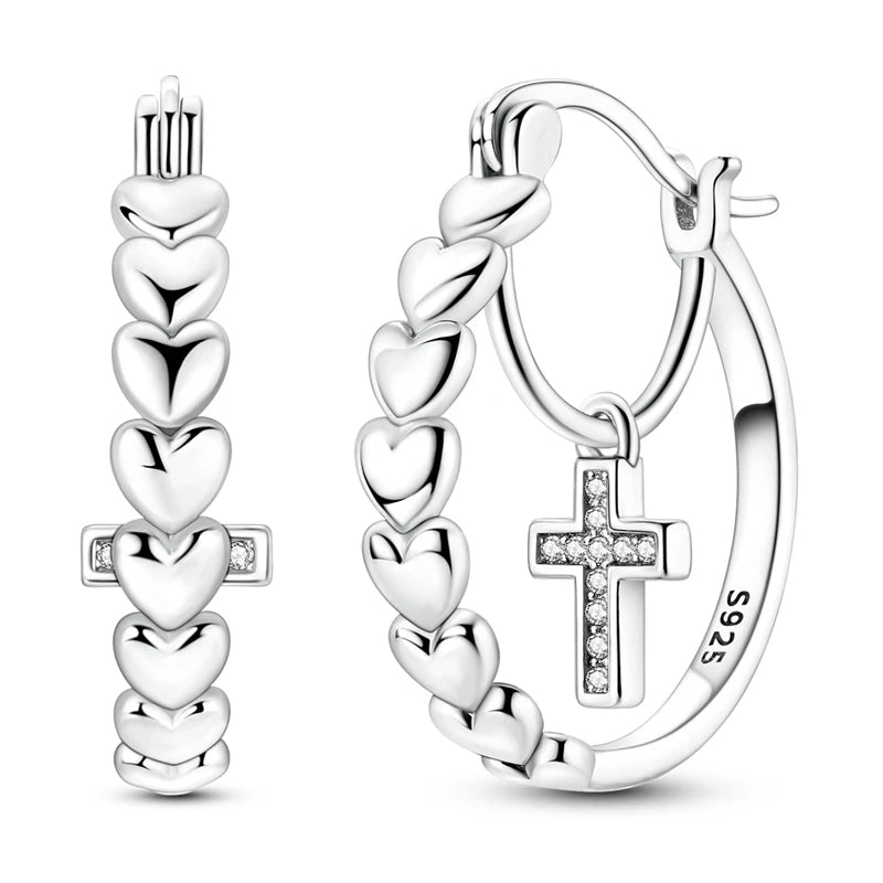 Original 925 Sterling Silver Women Hoop Earrings High Quality Shine Zircon U Shaped Classic Style Earring For Women Jewelry Gift