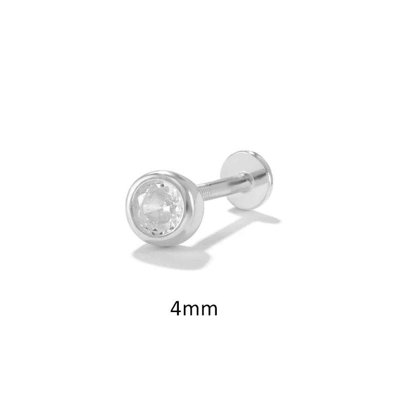 CANNER Pendientes Plata 925 Piercing Stud Earrings For Women Cubic Zirconia 925 Sterling Silver Cartilage Earring Jewerly 1pc