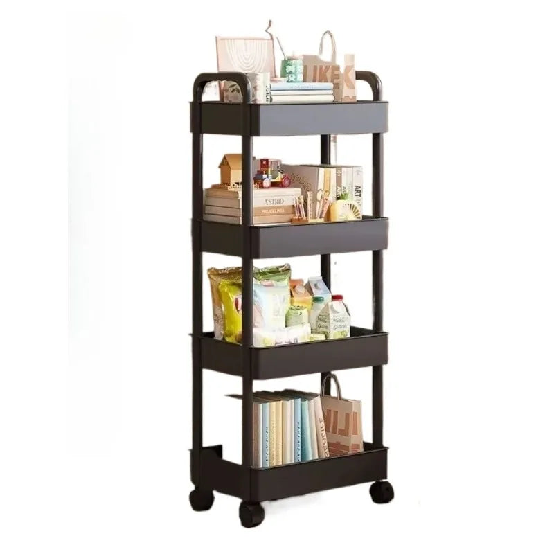 Kitchen multi-functional storage rack mobile trolley multi-level storage rack bookshelf snack and fruit storage rack