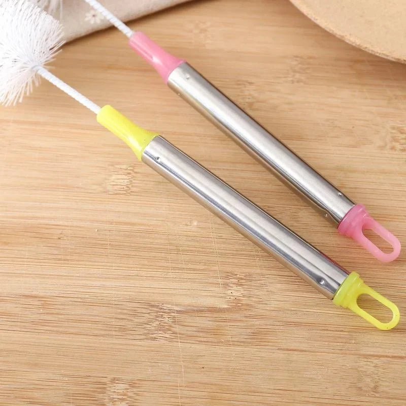 Round Head Bendable Long Handle Cup Brushes Bottle Brush Cleaning Brush Home Kitchen Gadget Random Color