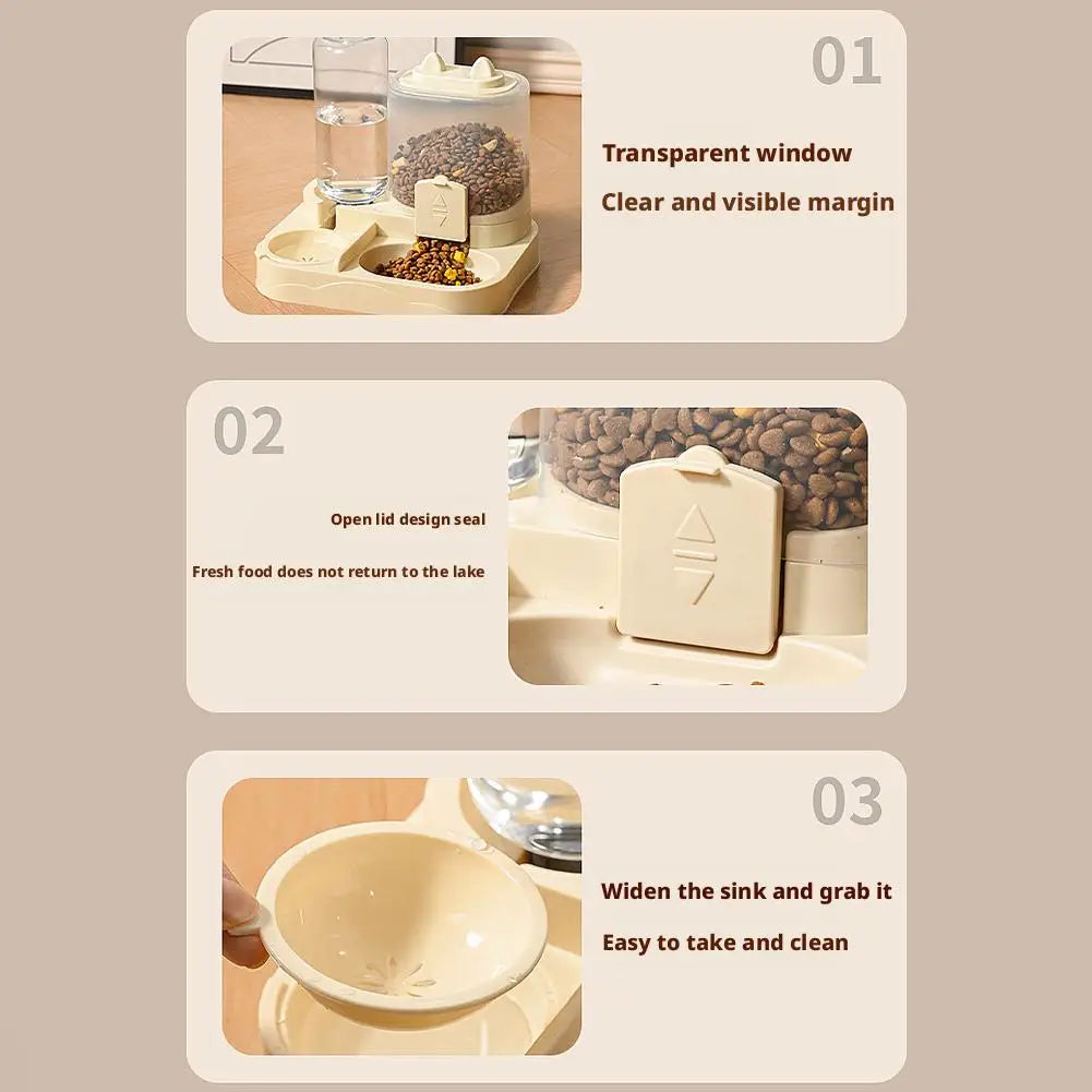 Plastic  Automatic Cat Feeder And Waterer All-in-One Pet Food Water Dispenser Large Capacity Food Storage Dispenser Pet Supplies